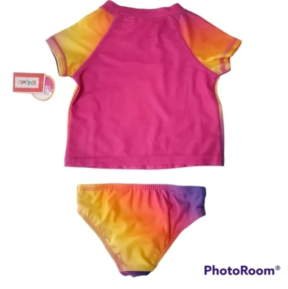 Toddler Girl Swimsuit Unicorn Pink Rashguard Set Swimwear 2‎ Piece